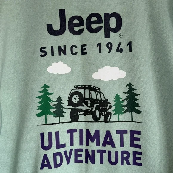 JEEP ULTIMATE ADVENTURE EMBROIDERED VINTAGE OVERSIZE HEAVYWEIGHT SWEATSHIRT MENS - Picture 5 of 6